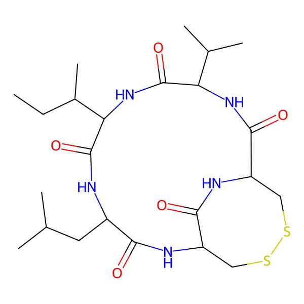 2D Structure of cyclo[D-Cys(1)-D-Cys(1)-Val-D-Ile-Leu]