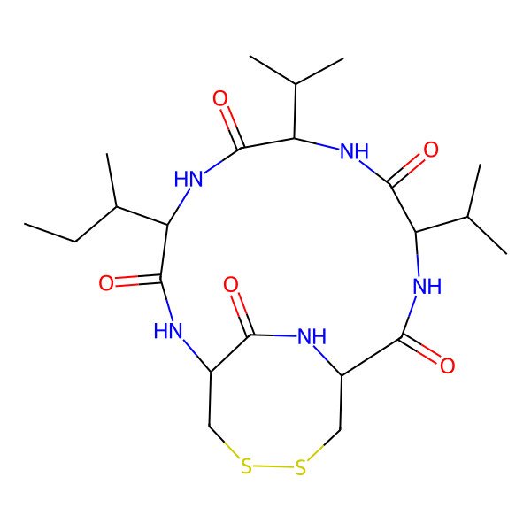 2D Structure of cyclo[D-Cys(1)-D-Cys(1)-Val-D-Val-Ile]