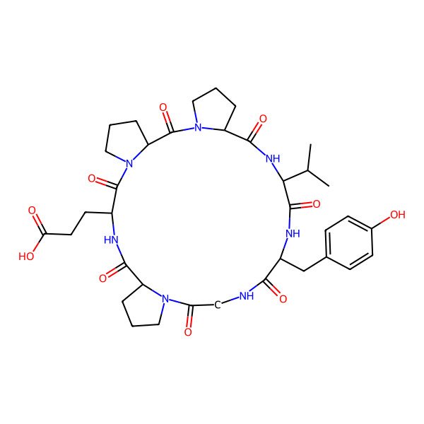 2D Structure of cyclo[D-Glu-D-Pro-D-Pro-D-Val-D-Tyr-Gly-Pro]