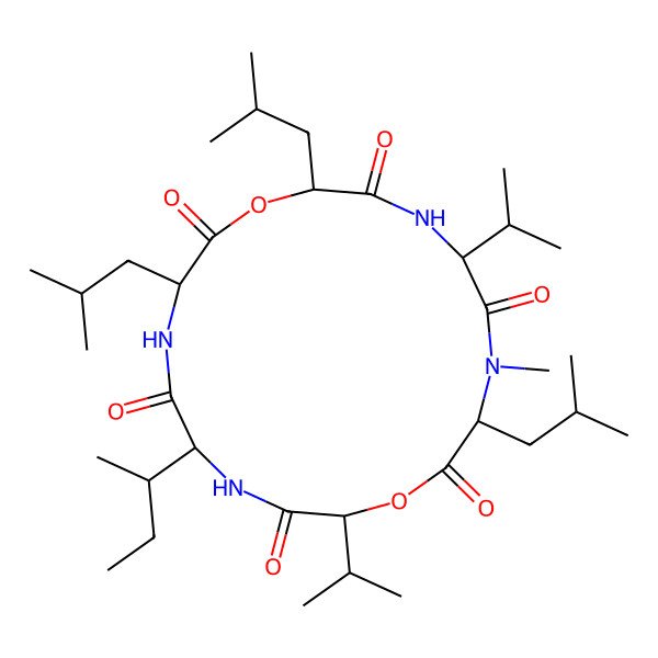 2D Structure of (3S,6S,12R,15R)-15-[(2S)-butan-2-yl]-4-methyl-3,9,12-tris(2-methylpropyl)-6,18-di(propan-2-yl)-1,10-dioxa-4,7,13,16-tetrazacyclooctadecane-2,5,8,11,14,17-hexone