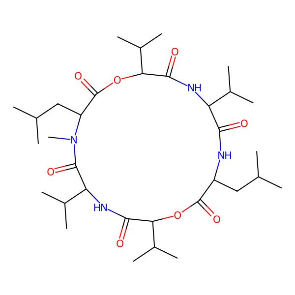 2D Structure of cyclo[D-Leu-OVal-DL-Val-N(Me)Leu-OVal-D-Val]