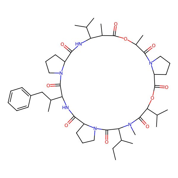 2D Structure of cyclo[D-N(Me)Ile-Pro-D-hPhe(bR-Me)-Pro-bAla(2S-Me,3S-iPr)-D-OAla-Pro-D-OVal]