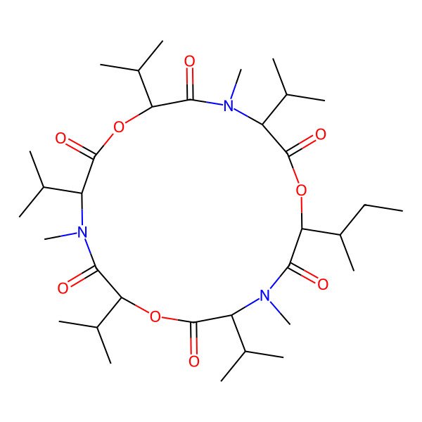 2D Structure of cyclo[D-OVal-N(Me)Val-D-OVal-N(Me)Val-D-OxiIle-N(Me)Val]