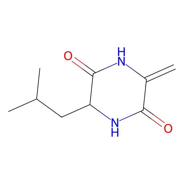2D Structure of (6S)-3-methylidene-6-(2-methylpropyl)piperazine-2,5-dione