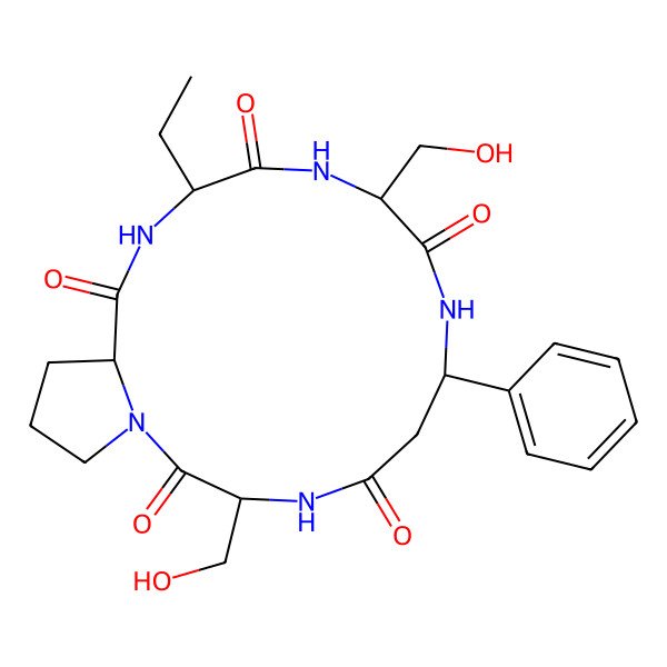 2D Structure of cyclo[DL-Abu-DL-Ser-bPhe-DL-Ser-DL-Pro]
