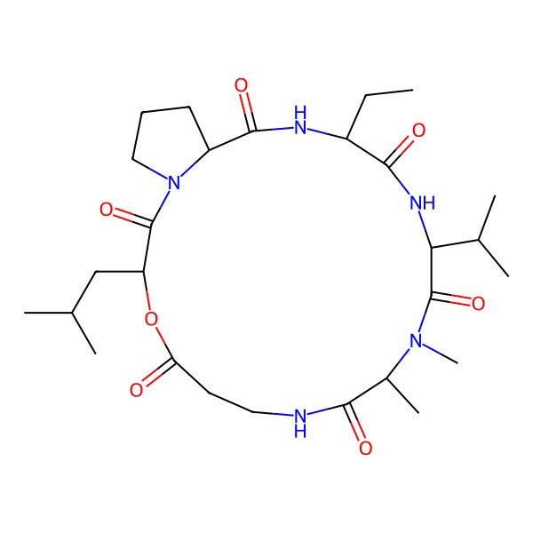 2D Structure of cyclo[DL-Abu-DL-Val-DL-N(Me)Ala-bAla-DL-OLeu-DL-Pro]