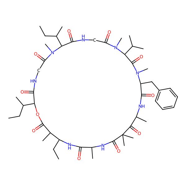 2D Structure of cyclo[DL-Ala-bAla(2-Me,3-Et)-DL-OxiIle-Gly-DL-N(Me)xiIle-Gly-DL-N(Me)Val-DL-N(Me)Phe-DL-Ala-Unk]