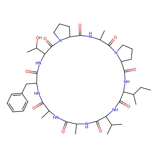 2D Structure of cyclo[DL-Ala-DL-Ala-DL-Phe-DL-xiThr-DL-Pro-DL-Ala-DL-Pro-DL-xiIle-DL-Val]