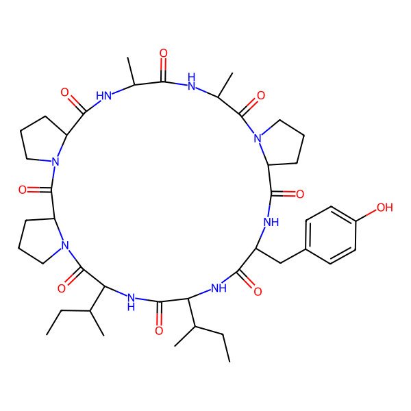 2D Structure of cyclo[DL-Ala-DL-Ala-DL-Pro-DL-Tyr-DL-xiIle-DL-xiIle-DL-Pro-DL-Pro]