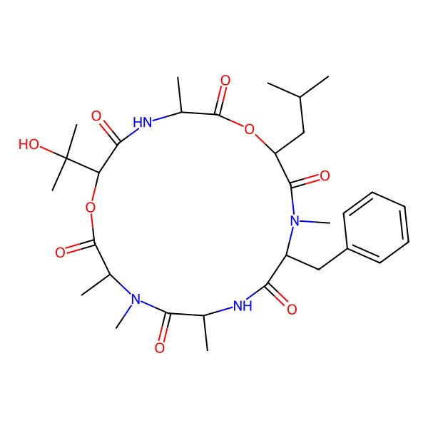 2D Structure of cyclo[DL-Ala-DL-N(Me)Ala-DL-OVal(3-OH)-DL-Ala-DL-OLeu-DL-N(Me)Phe]