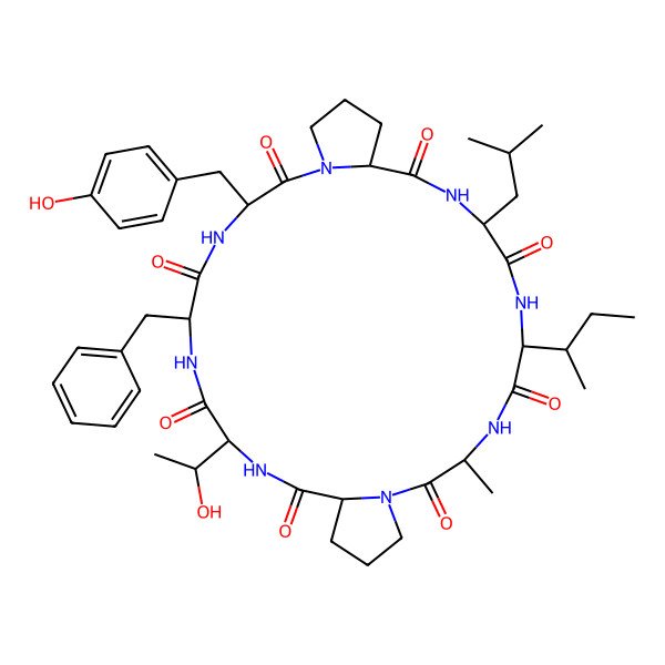 2D Structure of cyclo[DL-Ala-DL-Pro-DL-xiThr-DL-Phe-DL-Tyr-DL-Pro-DL-Leu-DL-xiIle]