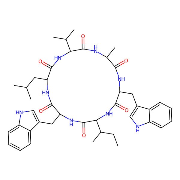 2D Structure of cyclo[DL-Ala-DL-Trp-DL-xiIle-DL-Trp-DL-Leu-DL-Val]