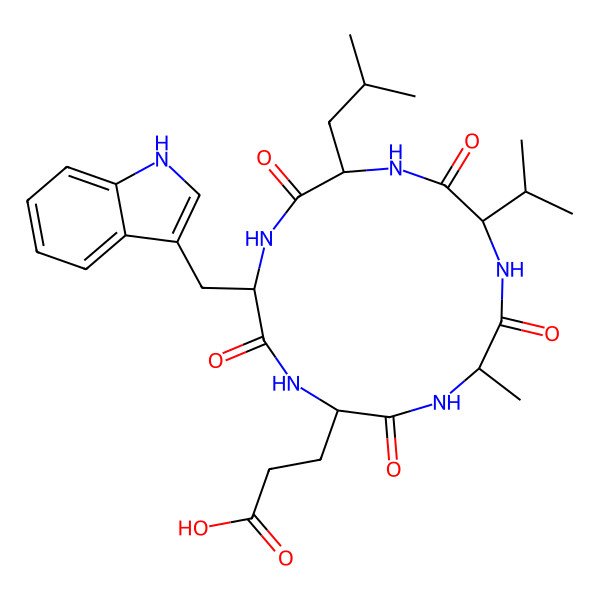 2D Structure of cyclo[DL-Ala-DL-Val-DL-Leu-DL-Trp-DL-Glu]