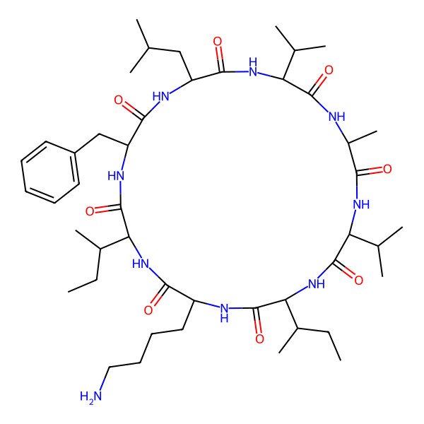 2D Structure of cyclo[DL-Ala-DL-Val-DL-xiIle-DL-Lys-DL-xiIle-DL-Phe-DL-Leu-DL-Val]