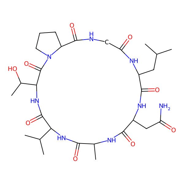 2D Structure of cyclo[DL-Ala-DL-Val-DL-xiThr-DL-Pro-Gly-DL-Leu-DL-Asn]