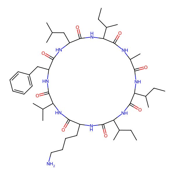 2D Structure of cyclo[DL-Ala-DL-xiIle-DL-xiIle-DL-Lys-DL-Val-DL-Phe-DL-Leu-DL-xiIle]