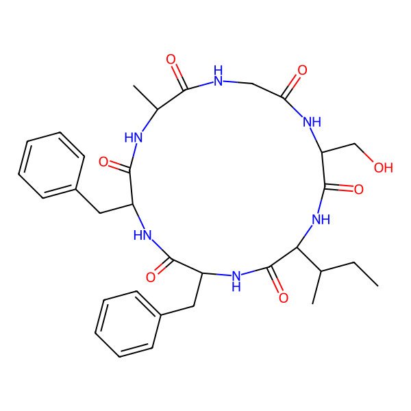 2D Structure of cyclo[DL-Ala-Gly-DL-Ser-DL-xiIle-DL-Phe-DL-Phe]