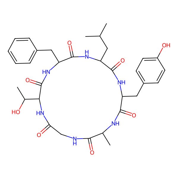 2D Structure of cyclo[DL-Ala-Gly-DL-xiThr-DL-Phe-DL-Leu-DL-Tyr]