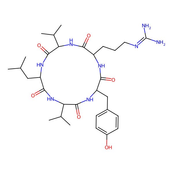 2D Structure of cyclo[DL-Arg-DL-Val-DL-Leu-DL-Val-DL-Tyr]