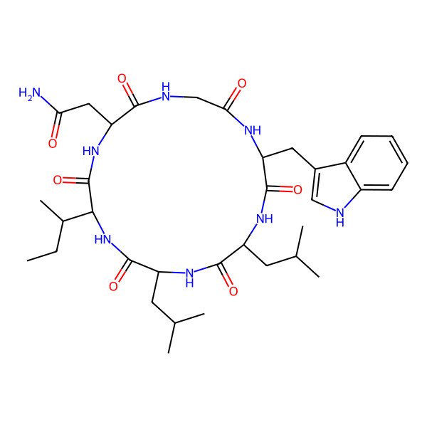 2D Structure of cyclo[DL-Asn-Gly-DL-Trp-DL-Leu-DL-Leu-DL-xiIle]