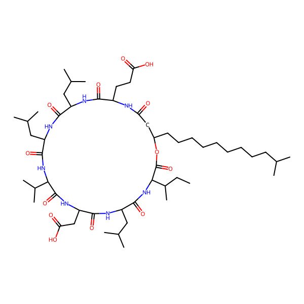 2D Structure of cyclo[DL-Asp-DL-Leu-DL-xiIle-ObAla(3-isododecyl)-DL-Glu-DL-Leu-DL-Leu-DL-Val]
