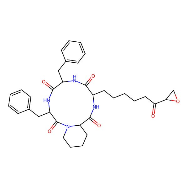 2D Structure of 3,6-Dibenzyl-9-[6-(oxiran-2-yl)-6-oxohexyl]-1,4,7,10-tetrazabicyclo[10.4.0]hexadecane-2,5,8,11-tetrone