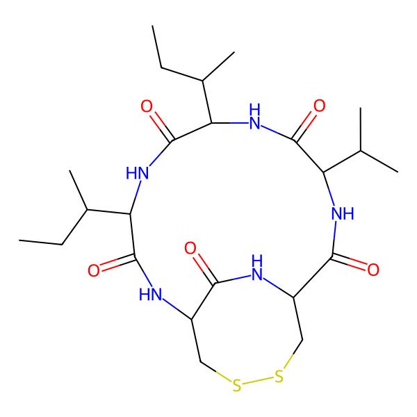 2D Structure of cyclo[DL-Cys(1)-DL-Cys(1)-DL-Val-DL-xiIle-DL-xiIle]