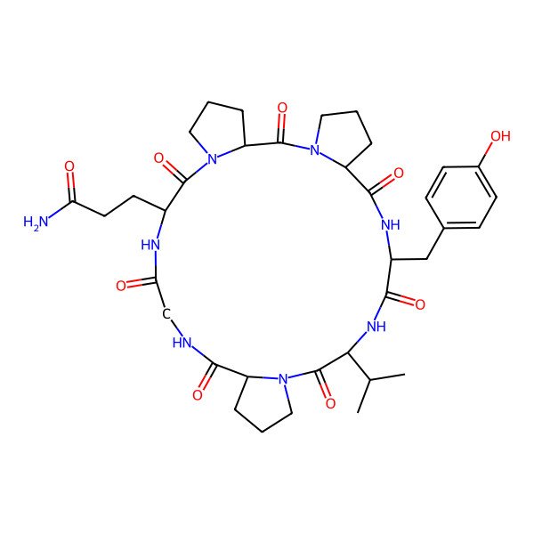 2D Structure of cyclo[DL-Gln-DL-Pro-DL-Pro-DL-Tyr-DL-Val-DL-Pro-Gly]