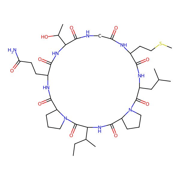 2D Structure of cyclo[DL-Gln-DL-xiThr-Gly-DL-Met-DL-Leu-DL-Pro-DL-xiIle-DL-Pro]