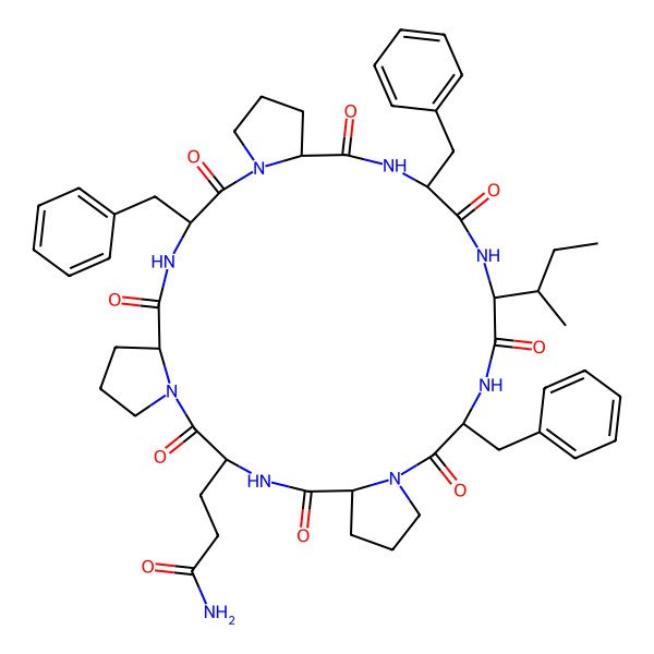 2D Structure of cyclo[DL-Gln-Pro-DL-Phe-Pro-D-Phe-D-xiIle-D-Phe-D-Pro]