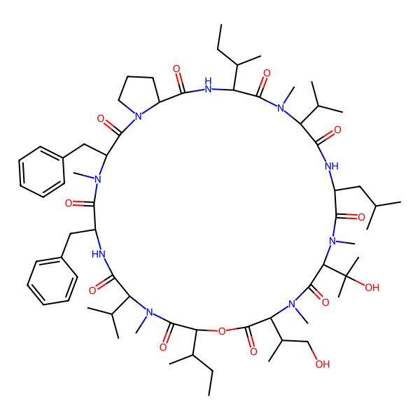 2D Structure of cyclo[DL-Ile-N(Me)Val-DL-Leu-D-N(Me)Val(3-OH)-D-N(Me)Val(4-OH)-OIle-D-N(Me)Val-D-Phe-N(Me)Phe-Pro]
