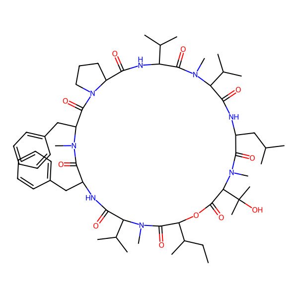 2D Structure of cyclo[DL-Leu-D-N(Me)Val(3-OH)-OIle-D-N(Me)Val-D-Phe-D-N(Me)Phe-Pro-Val-N(Me)Val]