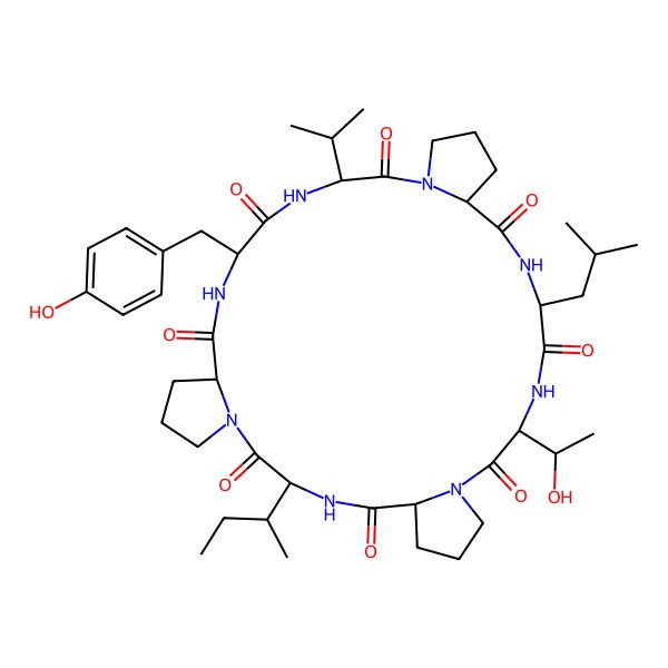 2D Structure of cyclo[DL-Leu-DL-aThr-Pro-D-xiIle-DL-Pro-D-Tyr-D-Val-Pro]