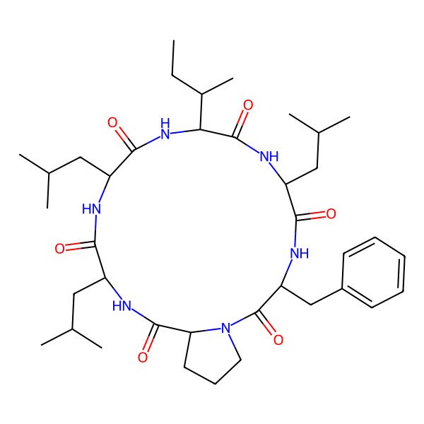 2D Structure of cyclo[DL-Leu-DL-Leu-DL-xiIle-DL-Leu-DL-Phe-DL-Pro]