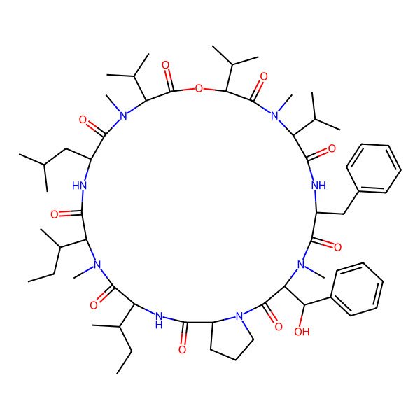 2D Structure of cyclo[DL-Leu-DL-N(Me)Val-DL-OVal-DL-N(Me)Val-DL-Phe-DL-N(Me)Phe(b-OH)-DL-Pro-DL-xiIle-DL-N(Me)xiIle]