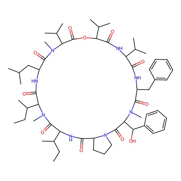 2D Structure of cyclo[DL-Leu-DL-N(Me)Val-DL-OVal-DL-Val-DL-Phe-DL-N(Me)Phe(b-OH)-DL-Pro-DL-xiIle-DL-N(Me)xiIle]