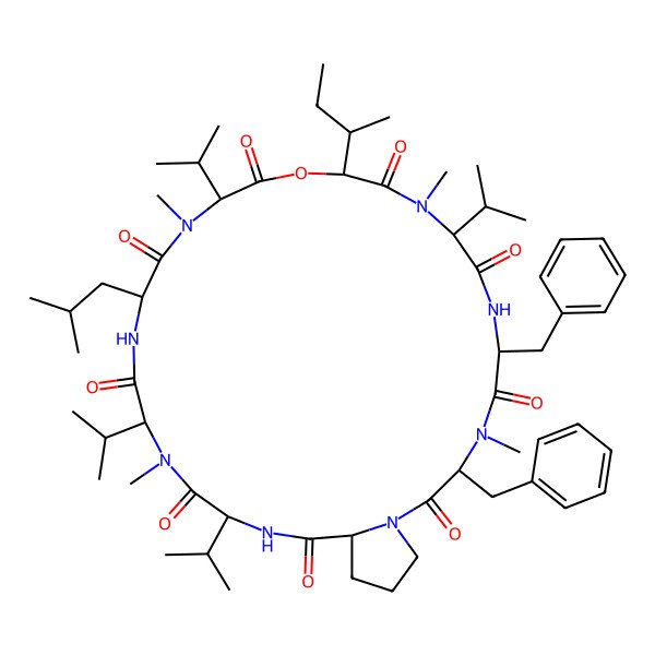2D Structure of cyclo[DL-Leu-DL-N(Me)Val-OIle-D-N(Me)Val-D-Phe-D-N(Me)Phe-DL-Pro-D-Val-N(Me)Val]