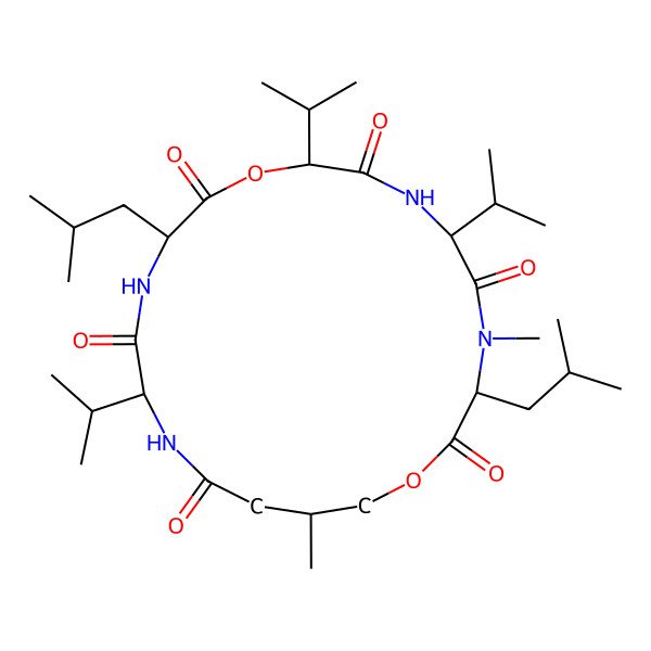 2D Structure of 4,19-Dimethyl-3,12-bis(2-methylpropyl)-6,9,15-tri(propan-2-yl)-1,10-dioxa-4,7,13,16-tetrazacycloicosane-2,5,8,11,14,17-hexone