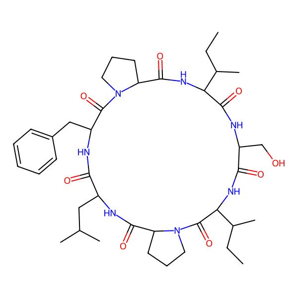 2D Structure of cyclo[DL-Leu-DL-Phe-DL-Pro-DL-xiIle-DL-Ser-DL-xiIle-DL-Pro]