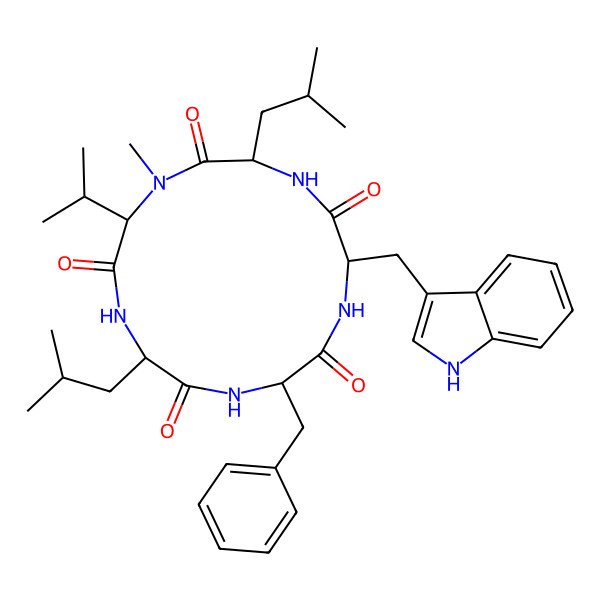 2D Structure of cyclo[DL-Leu-DL-Phe-DL-Trp-DL-Leu-DL-N(Me)Val]