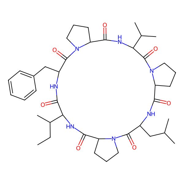 2D Structure of cyclo[DL-Leu-DL-Pro-DL-xiIle-DL-Phe-DL-Pro-DL-Val-DL-Pro]