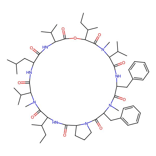 2D Structure of cyclo[DL-Leu-DL-Val-OIle-D-N(Me)Val-D-Phe-D-N(Me)Phe-DL-Pro-D-aIle-N(Me)Val]