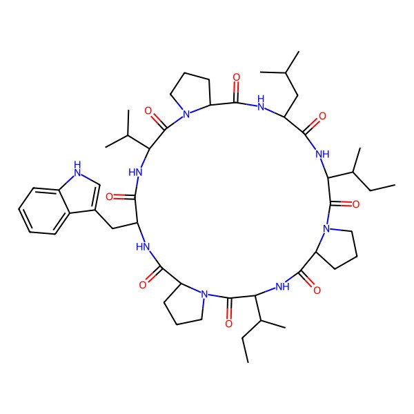 2D Structure of cyclo[DL-Leu-DL-xiIle-DL-Pro-DL-xiIle-DL-Pro-DL-Trp-DL-Val-DL-Pro]