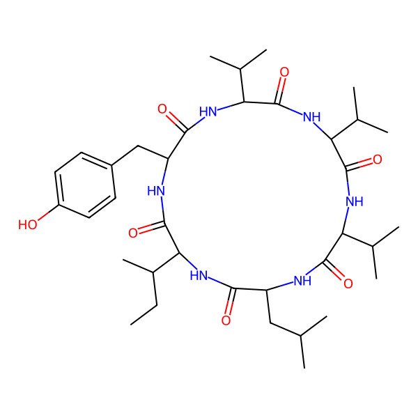 2D Structure of cyclo[DL-Leu-DL-xiIle-DL-Tyr-DL-Val-DL-Val-DL-Val]