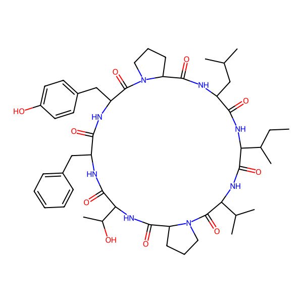 2D Structure of cyclo[DL-Leu-DL-xiIle-DL-Val-DL-Pro-DL-xiThr-DL-Phe-DL-Tyr-DL-Pro]