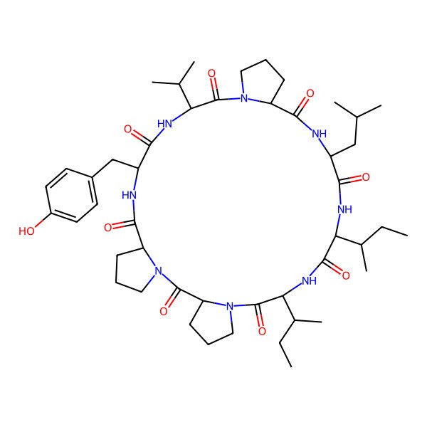 2D Structure of cyclo[DL-Leu-DL-xiIle-DL-xiIle-DL-Pro-DL-Pro-DL-Tyr-DL-Val-DL-Pro]