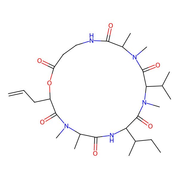 2D Structure of cyclo[DL-N(Me)Ala-bAla-DL-OGly(allyl)-DL-N(Me)Ala-DL-xiIle-DL-N(Me)Val]