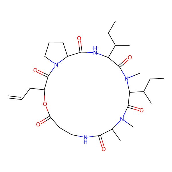 2D Structure of cyclo[DL-N(Me)Ala-bAla-DL-OGly(allyl)-DL-Pro-DL-xiIle-DL-N(Me)xiIle]