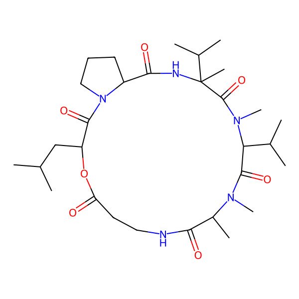 2D Structure of cyclo[DL-N(Me)Ala-bAla-DL-OLeu-DL-Pro-DL-aMeVal-DL-N(Me)Val]