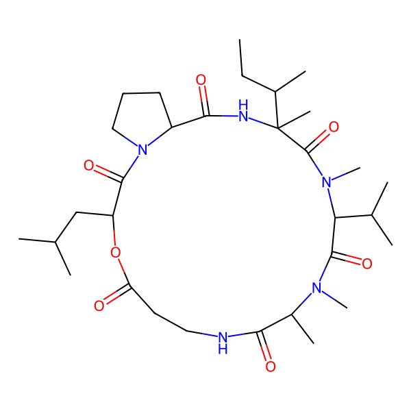 2D Structure of cyclo[DL-N(Me)Ala-bAla-DL-OLeu-DL-Pro-DL-aMexiIle-DL-N(Me)Val]